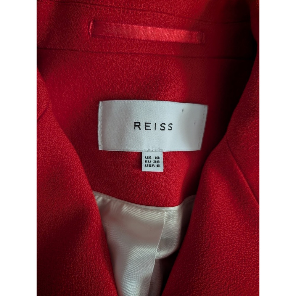 Reiss Izzy Cropped Jacket Red Sz. 6 Double Breasted Lined Chic Business Modern - Picture 8 of 16